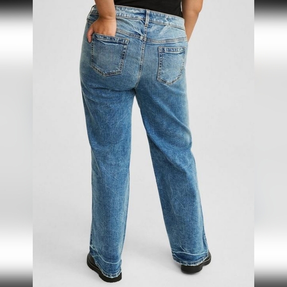 Torrid Jeans Womens Blue Perfect Wide Leg Mid Rise Like New Distressed 2… - Picture 4 of 15
